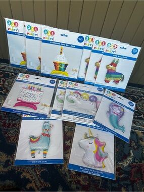 Rainbow Unicorn, Llama & Mermaid Foil Balloon Lot of 12 SEALED